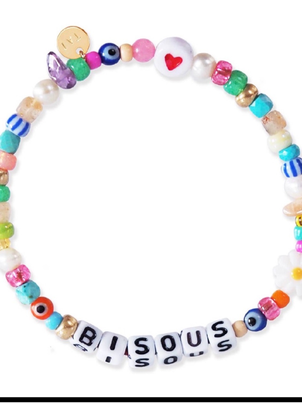 Tai Jewelry Handmade Beaded Mixed Media Bracelet In Bisous BNWT
